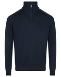 Navy Katoen Zip Mock Pullover