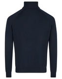 Navy Katoen Zip Mock Pullover
