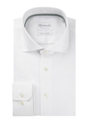 Wit overhemd met streepjes in de kraag