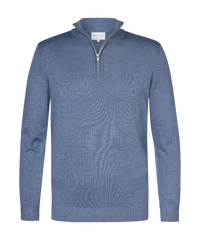 Donker blauwgrijze pullover met halflange zipper