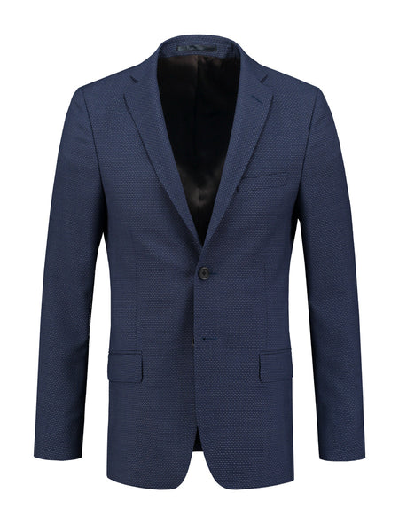 Blauw pak met subtiele weving